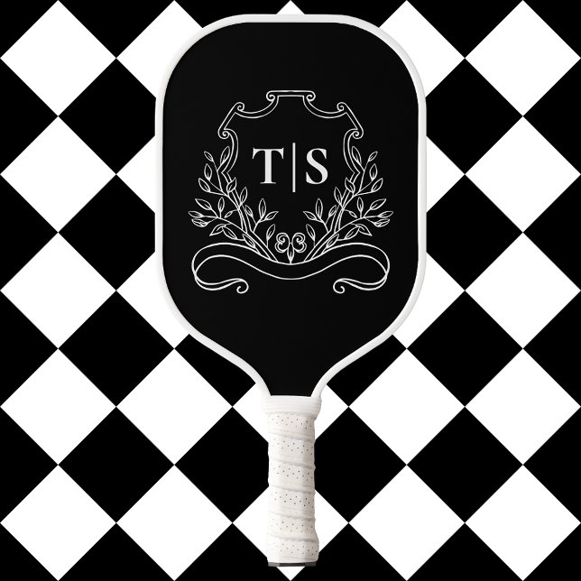 Black & White Monogram Classic Crest Pickleball Paddle (Black & White Monogram Classic Crest Pickleball Paddle)
