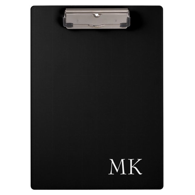 Black White Monogram  Clipboard (Front)