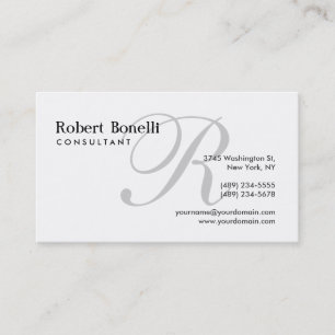 Black White Monogram Consultant Business Card