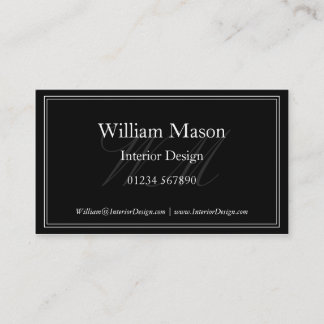 Black & White Monogram Framed Business Card