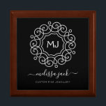 Black White Monogram  Gift Box<br><div class="desc">Black White Jewellery Gift Box with Name Monogram and Elegant Design to add initials. Use personalise this template to change text.</div>