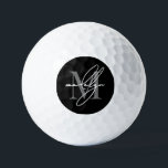 Black White Monogram Golf Balls<br><div class="desc">Personalized Custom Create Your Own Initial Name Monogrammed Golf Balls. This chic, stylish golf ball features a unique monogram design with a bold gray initial and a flowing white script name for a personalized touch, adding elegance to every swing. Perfect for the golf lover, lady golfer, or anyone who appreciates...</div>
