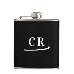 Black & White Monogram Hip Flask