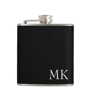 Black White Monogram  Hip Flask