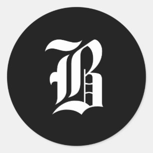 Black & White Monogram Initial B Classic Round Sticker