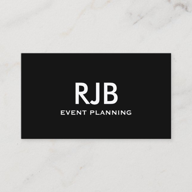 Black White Monogram Initial Custom Name Simple Business Card (Front)