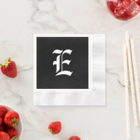Black & White Monogram Initial E,