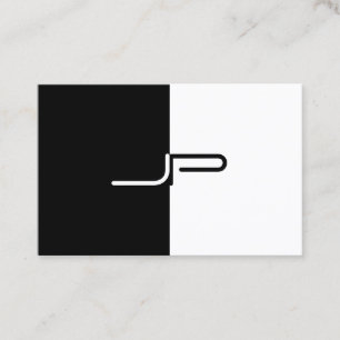 Black White Monogram Initial Elegant Modern Trendy Business Card