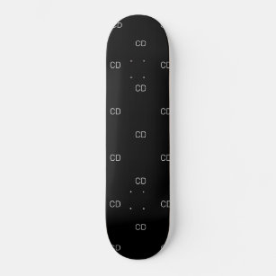 Black white monogram initials minimalist skateboard