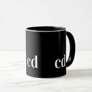 Black white monogram initials modern custom mug