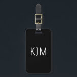 Black White Monogram Initials Name Gift Favour Luggage Tag<br><div class="desc">Monogrammed initial and also personal details like name,  address,  phone number and email all of which you can edit. Designed with simple,  elegant and trendy black and white background,  you can change the colour if you wish.</div>