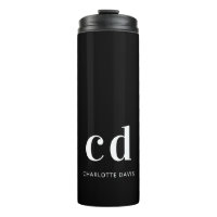 Black white monogram initials name minimalist