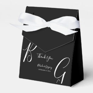 Black & White Monogram Initials Wedding Favour Box