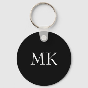 Black White Monogram  Key Ring