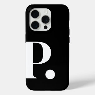 Black White Monogram Letter Basic Colour Minimalis iPhone 15 Pro Case