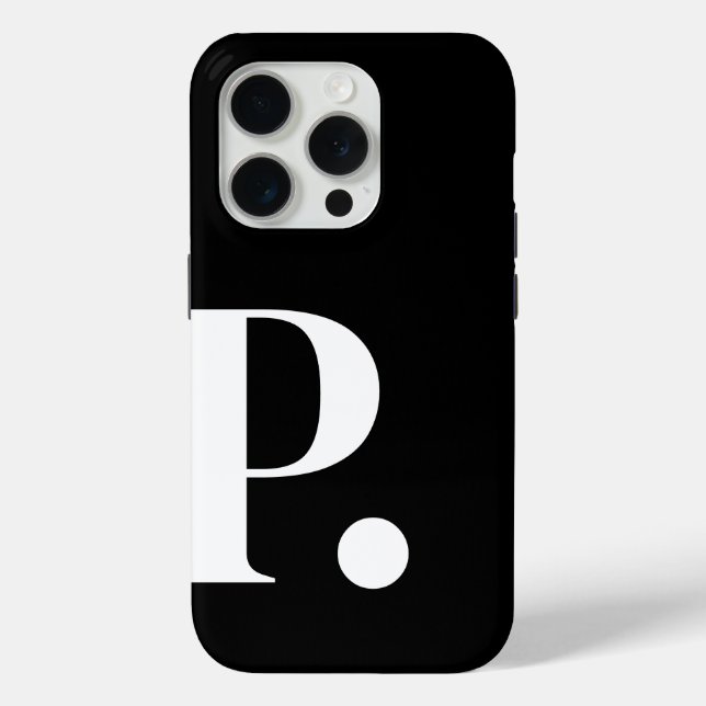 Black White Monogram Letter Basic Colour Minimalis Case-Mate iPhone Case (Back)