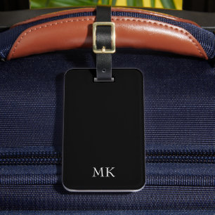 Black White Monogram Luggage Tag