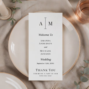 Black White Monogram Minimal Wedding Program
