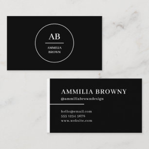 Black & White Monogram   Minimalist Modern  Business Card