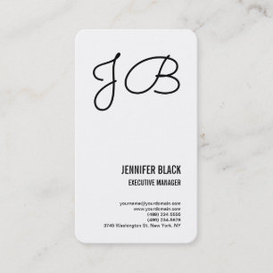 Black White Monogram Minimalist Modern Plain Business Card