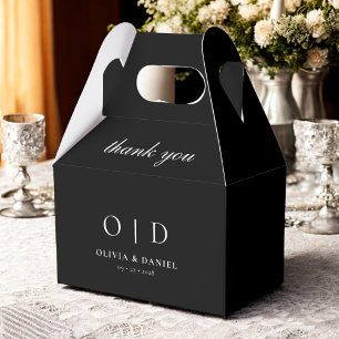 Black White Monogram Minimalist Modern Wedding Favour Box