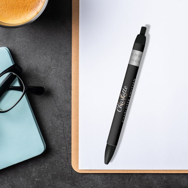 Black white monogram name business logo black ink pen (Creator Uploaded)