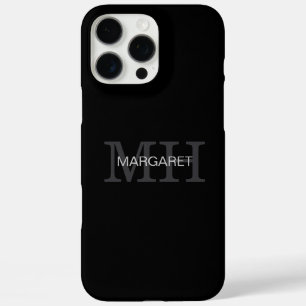 black & white monogram name initials iPhone 16 pro max case