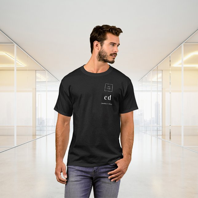 Black white monogram name logo business T-Shirt (Creator Uploaded)