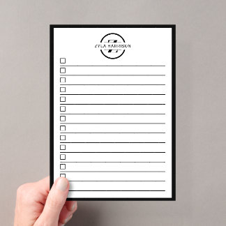 Black White Monogram Name To Do List Dry Erase Acrylic Invitations