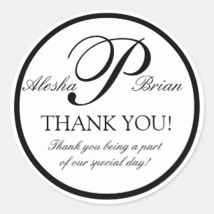 Black White Monogram P Wedding Favour Stickers