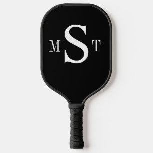 Black White Monogram Personalised Pickleball Paddl Paddle