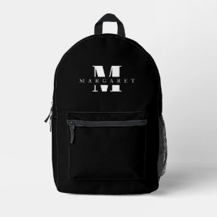 Black & White Monogram Printed Backpack