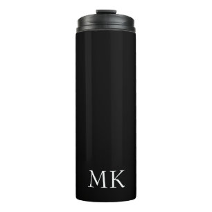 Black White Monogram  Thermal Tumbler