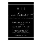 Black White Monogram Unplugged Wedding Sign