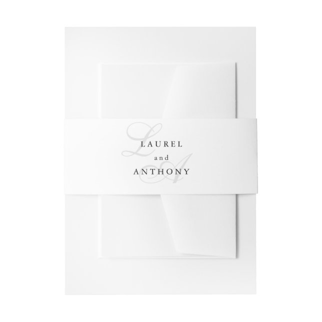 Black White Monogram Wedding Invitation Invitation Belly Band (Front Example)