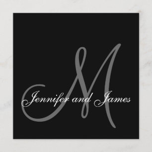 Black White Monogram Wedding Invitations