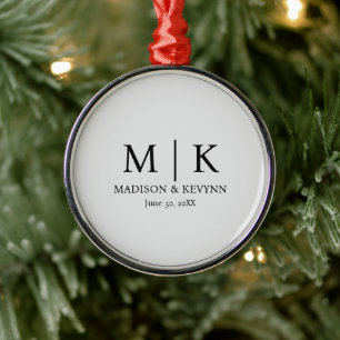Black & White Monogram Wedding Metal Tree Decoration