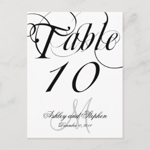 Black White Monogram Wedding Table Number Cards