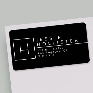 Black & White Monogrammed Return Address Label