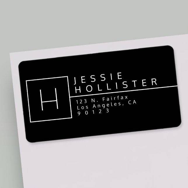 Black & White Monogrammed Return Address Label (Creator Uploaded)