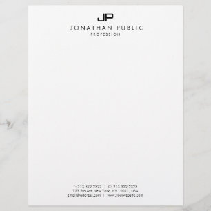 Black White Monogrammed Simple Template Elegant Custom Letterhead