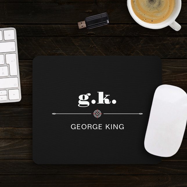 Black White Monogrammed Target Crosshair Mouse Pad (Creator Uploaded)