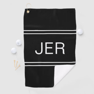 Black & White Monogrammed Template Golfer Sports Golf Towel