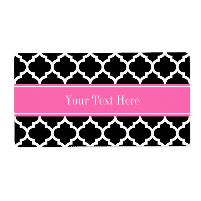 Black White Moroccan #5 Hot Pink #2 Name Monogram (Front)