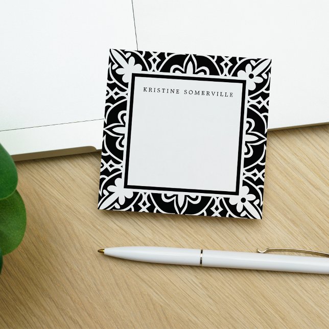 Black & White Moroccan Border | Personalised Post-it Notes (Creator Uploaded)