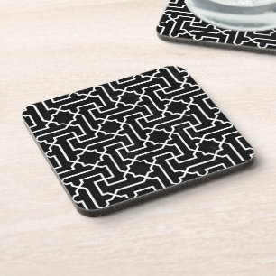 Black & White Moroccan Mosaic Pattern Coaster