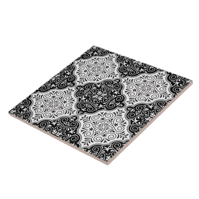 Black & White Moroccan Themed Tile Pattern (Side)