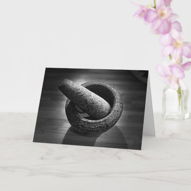 Black White Mortar Pestle Card (Orchid)
