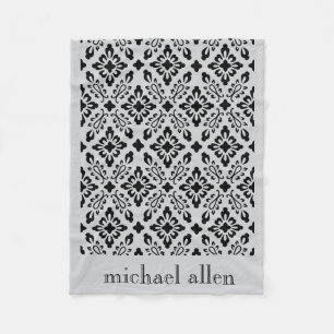 Black & White Motif Design Personalised Baby Fleece Blanket