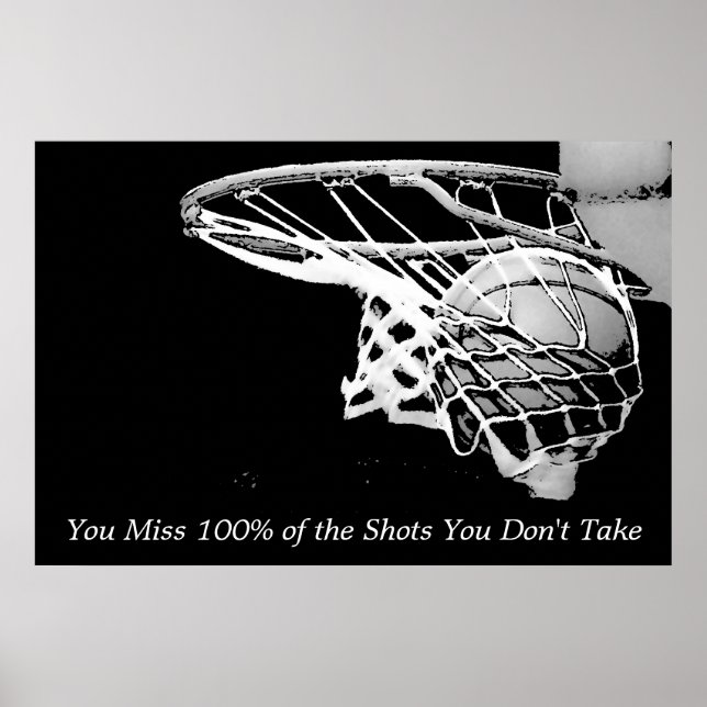 Black White Motivational Basketball Poster (Front)